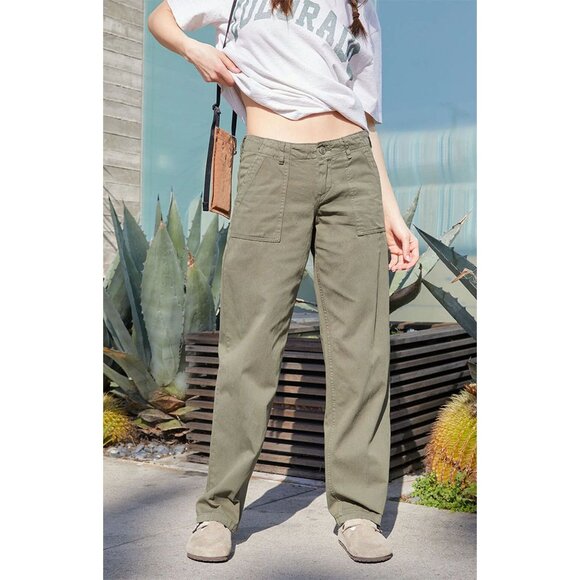 Brandy Melville John Galt Olive Low Rise Utility Pants 41976 - Picture 2 of 13